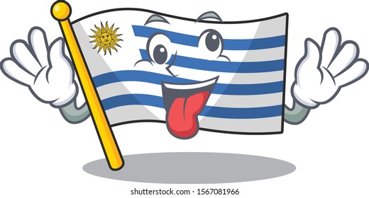 Mascot flag uruguay with in bring gift character