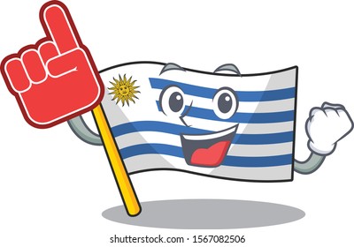 Mascot flag uruguay with in foam finger character