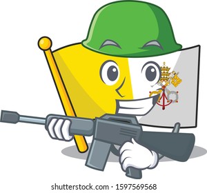 A mascot of flag vatican city Scroll Army with machine gun
