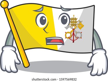 mascot of flag vatican city Scroll showing afraid look face