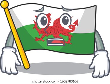 mascot of flag wales Scroll showing afraid look face