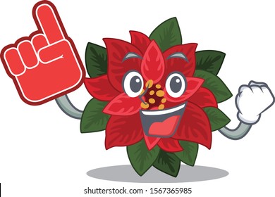 Mascot flower poinsettia with in foam finger character