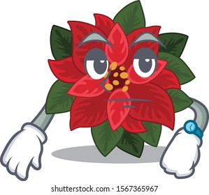 Mascot flower poinsettia with in waiting character