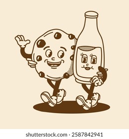 mascot food cookies and milk good for brand mascot, groovy mascot, brand mascot, element design, etc	