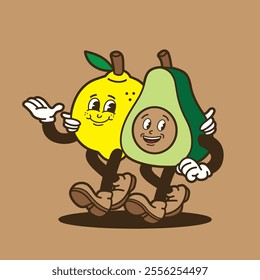 mascot fruit lemon and avocado good for sticker, badge, poster, element design, etc