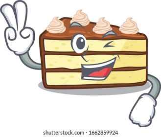 mascota de la graciosa tarta de chocolate Carácter con dos dedos