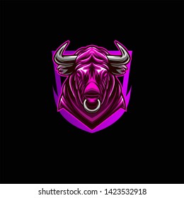 mascot gaming esport logo with buffalo illustration 