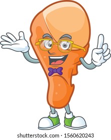 Mascot geek in the chicken thigh cartoon