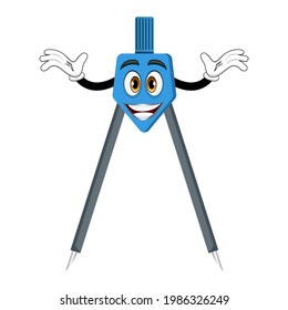 Mascot geometry compass character standing and waving and showing hands