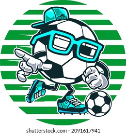 a mascot with glasses and a hat will kick the ball