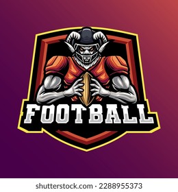 Mascot of goat rugby american football that is suitable for e-sport gaming logo template