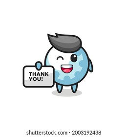 the mascot of the golf holding a banner that says thank you , cute style design for t shirt, sticker, logo element