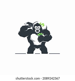 mascot gorilla logo holding money