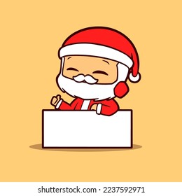 mascot graphic of Santa Claus thumbs up with a board