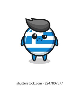 the mascot of the greece flag with sceptical face , cute style design for t shirt, sticker, logo element