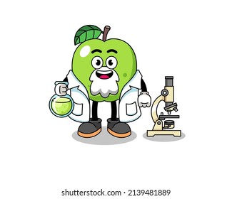 Maskottchen von grünem Apfel als Wissenschaftler , Charakterdesign