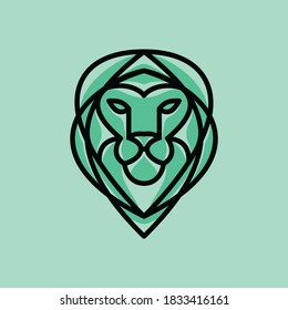 mascot green lion head logo design