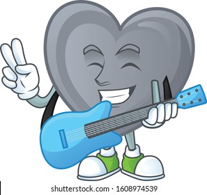 A mascot of grey love performance with guitar