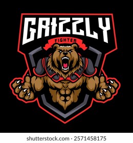 mascot grizzly bear fighter mascot logo