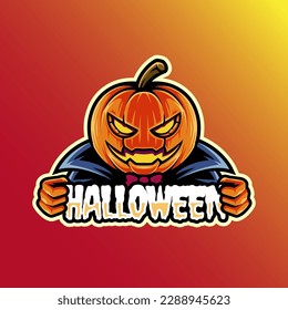 Mascot of halloween pumpkin man that is suitable for e-sport gaming logo template