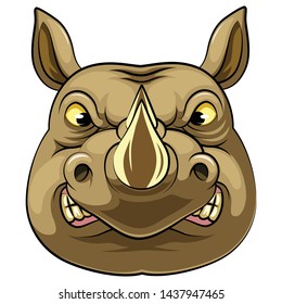 Mascot Head of an aggressive rhino