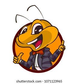 mascot head ant humble half body