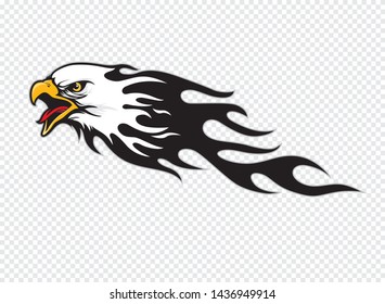 Mascot Head of an Eagle with flame, vector illustration