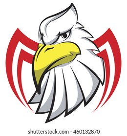 Mascot Head of an Eagle in the form of the stylized tattoo, logo vector on isolated
