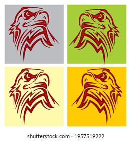 Mascot Head Of An Eagle Vector Illustration. Eagle Head With Plastic Effect. Bird Head Silhouette
