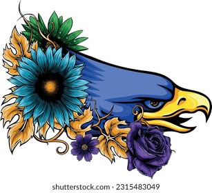 Cabeza de mascota de un diseño de ilustración de vector de águila