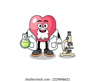 Mascot of heart symbol as a scientist , character design