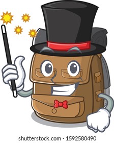 Mascot of hiking backpack Scroll performance as a Magician style