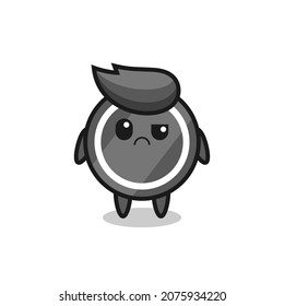 the mascot of the hockey puck with sceptical face , cute style design for t shirt, sticker, logo element