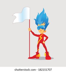 Mascot Holding a Flag