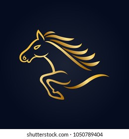 Mascot horse golden on black background