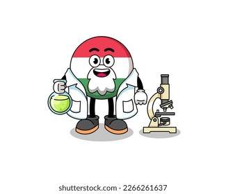 Mascot of hungary flag as a scientist , character design