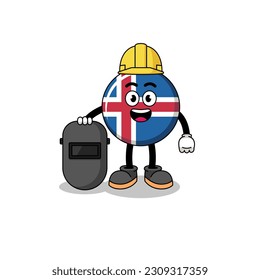 Mascot of iceland flag as a welder , character design