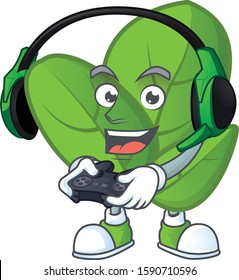mascot icon of basil with headphone and controller