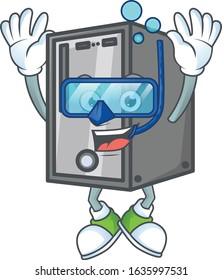 A mascot icon of CPU wearing Diving glasses