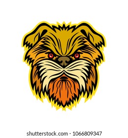 Mascot icon illustration of head of an Affenpinscher, Monkey Terrier, Affen, Affie or Monkey Dog, a terrier-like toy breed of dog viewed from front on isolated background in retro style.