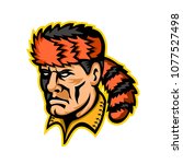 Mascot icon illustration of head of David "Davy" Crockett, an American folk hero, frontiersman, soldier and politician, nicknamed "King of the Wild Frontier" on isolated background in retro style.