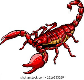 Mascot icon illustration of a scorpion, a predatory arachnid of the order Scorpiones