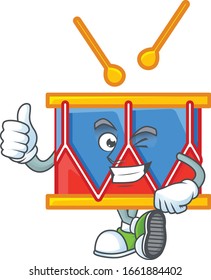 A mascot icon of independence day drum making Thumbs up gesture