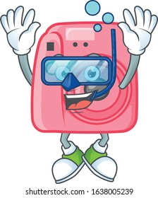 A mascot icon of instan camera wearing Diving glasses