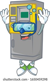 Ein Maskottensymbol für Parkkartenautomat mit Tauchbrille