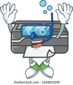 Ein Maskottsymbol für Drucker mit Tauchbrille