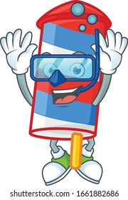 A mascot icon of rocket USA stripes wearing Diving glasses