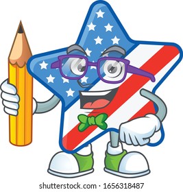 A mascot icon of Student USA star character holding pencil