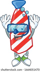 A mascot icon of USA stripes tie wearing Diving glasses