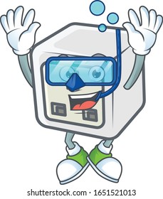 A mascot icon of USB power socket wearing Diving glasses